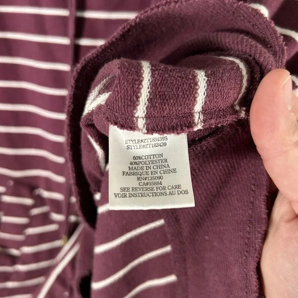 Z Supply Hoodie Women's Small Purple White Striped Pockets Long Sleeve - Picture 7 of 10